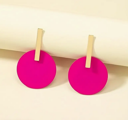 "Barbie Pink" Round Dangle Earrings