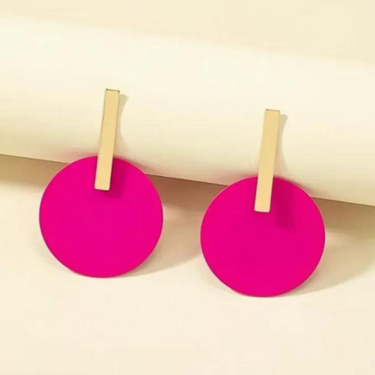 "Barbie Pink" Round Dangle Earrings